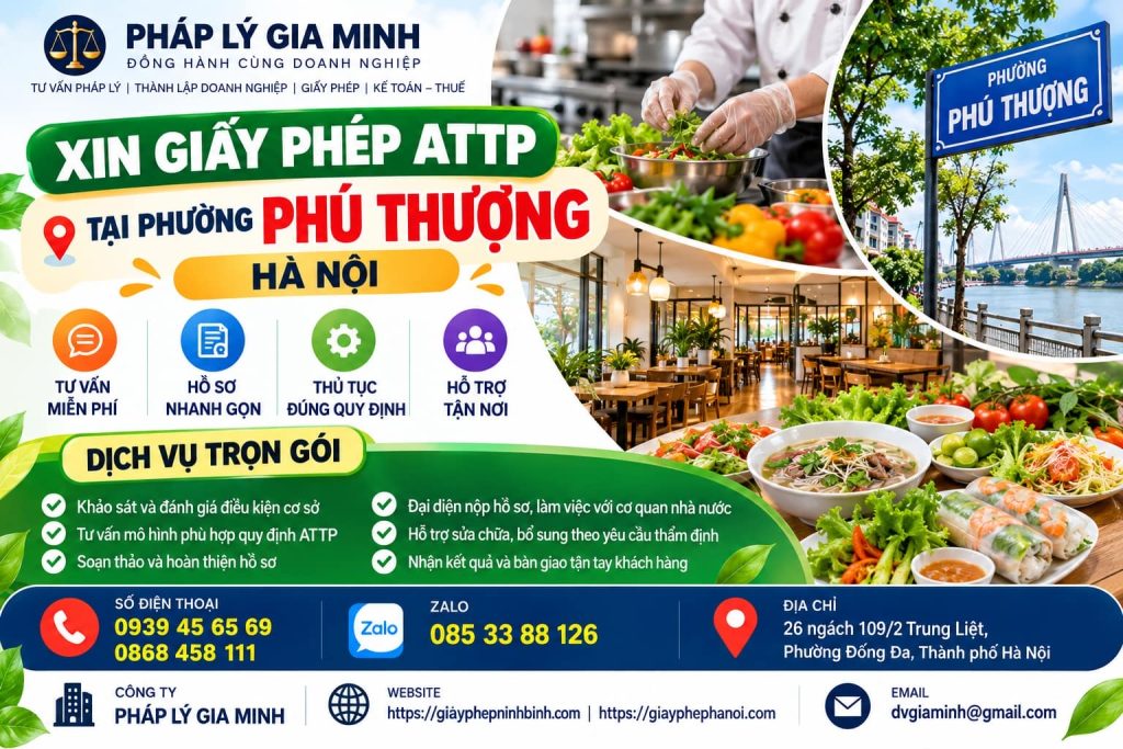 Xin giấy phép ATTP tại phường Phú Thượng Hà Nội